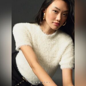 Anthropologie Eyelash Sweater Size L Ivory
